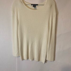 Jones Wear Essentials Cream Ribbed Knit Top XL – Rayon Nylon Blend